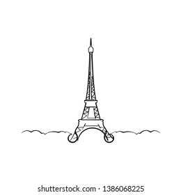 One line sketch of Eiffel Tower/ One line sketch of Paris
