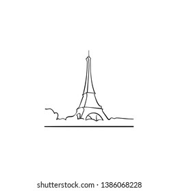 One line sketch of Eiffel Tower/ One line sketch of Paris