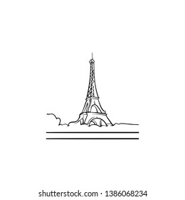 One line sketch of Eiffel Tower/ One line sketch of Paris