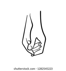 one line sketch of lovers' hands on white background. st valentine's day