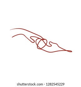 one line sketch of lovers' hands on white background. st valentine's day