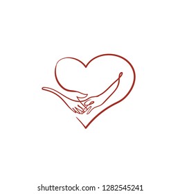 one line sketch of lovers' hands on white background. st valentine's day