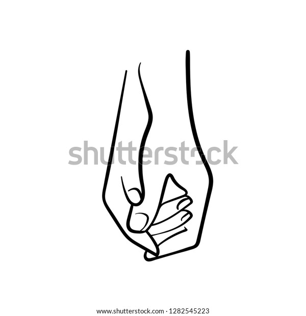 One Line Sketch Lovers Hands On Stock Vector Royalty Free 1282545223