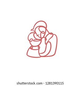 one line sketch of lovers and hearts. Valentine's Day.