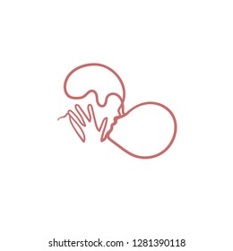 one line sketch of lovers and hearts. Valentine's Day.