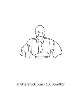 one line sketch of man eats