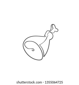 one line sketch of meat on bone