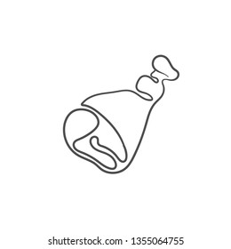 one line sketch of meat on bone