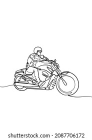 un esbozo de línea de motociclista, ilustración gráfica vectorial de motociclista, línea única,