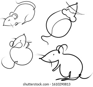 one line sketch of mouse