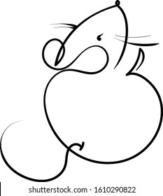 one line sketch of mouse