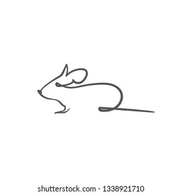 one line sketch of mouse. symbol of 2020 year