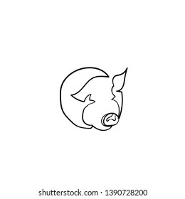 one line sketch of pig. engraved pig