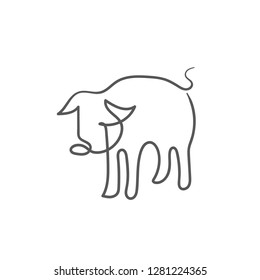 one line sketch of pig on white background. chinese symbol of 2019 year.