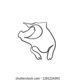 one line sketch of pig on white background. chinese symbol of 2019 year.