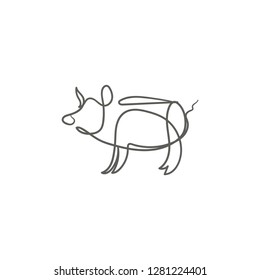 one line sketch of pig on white background. chinese symbol of 2019 year.