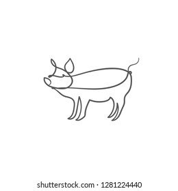 one line sketch of pig on white background. chinese symbol of 2019 year.