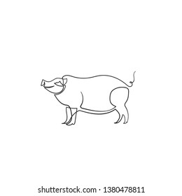 one line sketch of pig. sketch of pork