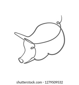 one line sketch of pig. symbol of 2019 year.