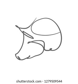 one line sketch of pig. symbol of 2019 year.