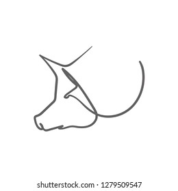 one line sketch of pig. symbol of 2019 year.