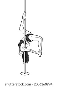 one line sketch of pole dance