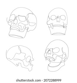 One Line Skull, Modern Minimalist Style, Human Anatomy