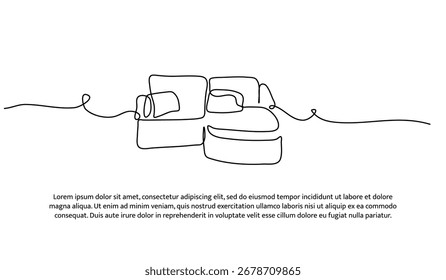 One line of sofa chair. Abstract minimal continuous line.