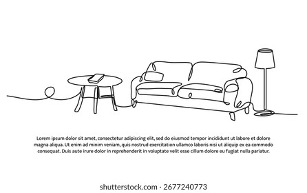 Una línea de sofá para relajarse. Abstractas línea continua mínima.