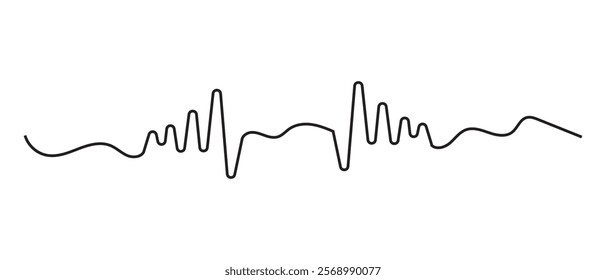 one line sound waves icon isolated on white and black background. Sound waves vector icon . vector illustration.