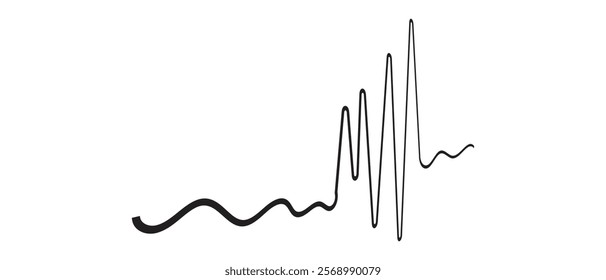 one line sound waves icon isolated on white and black background. Sound waves vector icon . vector illustration.