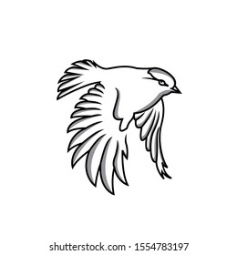 One line sparrow flies design silhouette.Hand drawn minimalism style vector illustration