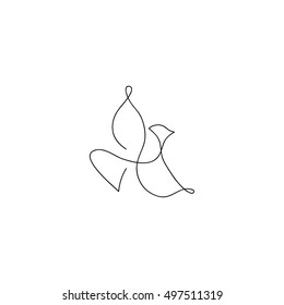 One line sparrow flies design silhouette.Hand drawn minimalism style vector illustration
