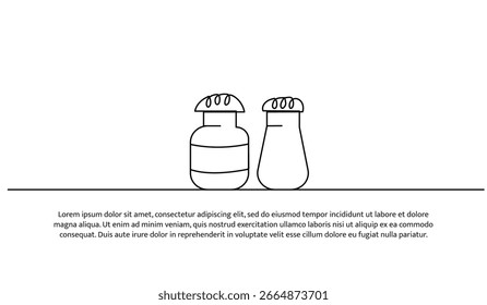 One line of spice bottle. Abstract minimal continuous line.