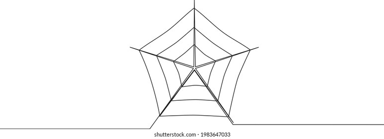 One Line Spider web isolated vector illustration, Line Art 