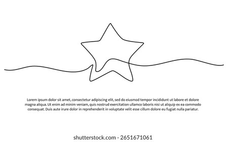 One line of star. Abstract minimal continuous line.