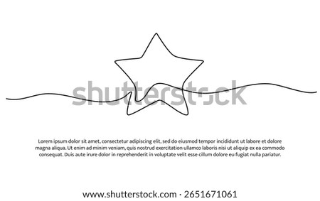One line of star. Abstract minimal continuous line.