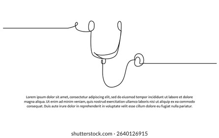 One line stethoscope. Abstract minimal continuous line.