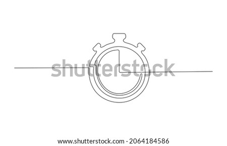 One line stopwatch isolated on white background. Stopwatch Continuous line sketch. Vector illustration