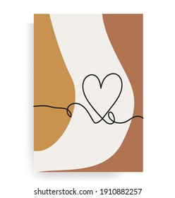 One line stroke vector image of love symbol with background and frame