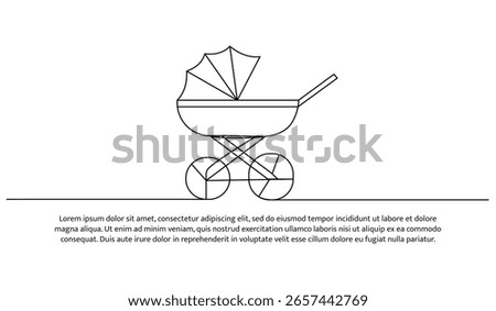 One line of strollers. Abstract minimal continuous line.