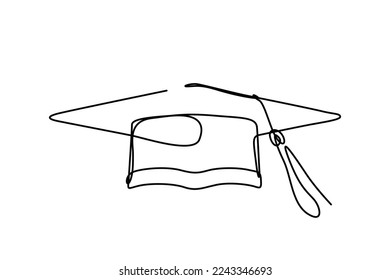 One line student graduation hat