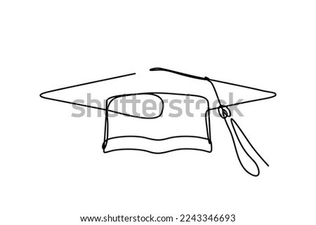 One line student graduation hat