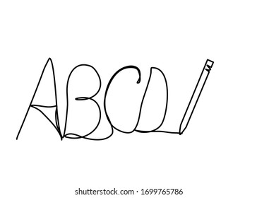 Ein Zeilenstil Alphabet.Einfache moderne minimalistische Vektorillustration.
