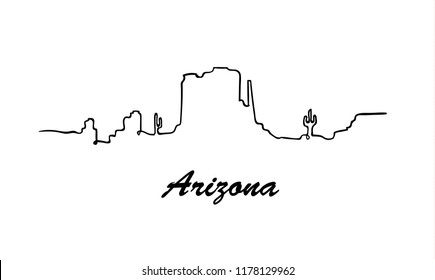 One line style Arizona skyline. Simple modern minimaistic style vector.