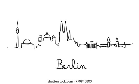 One line style Berlin city skyline. Simple modern minimalistic style vector.