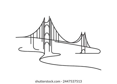 One line style bridge. Simple modern minimalist style bridge vector