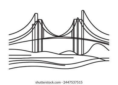 One line style bridge. Simple modern minimalist style bridge vector