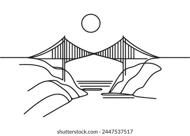 Eine Linienbrücke. Einfache moderne minimalistische Stil Bridge Vektorgrafik