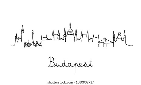One line style Budapest City skyline - Simple modern minimalistic style vector.